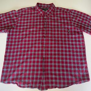 Woolrich XXL Red Navy Plaid Short Sleeve Button Up